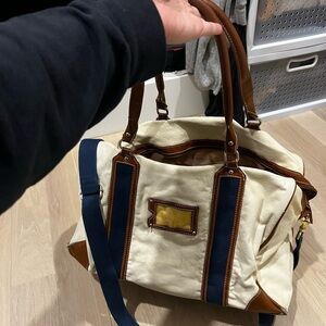 Elegant Cream and Brown Women's Duffel Bag
